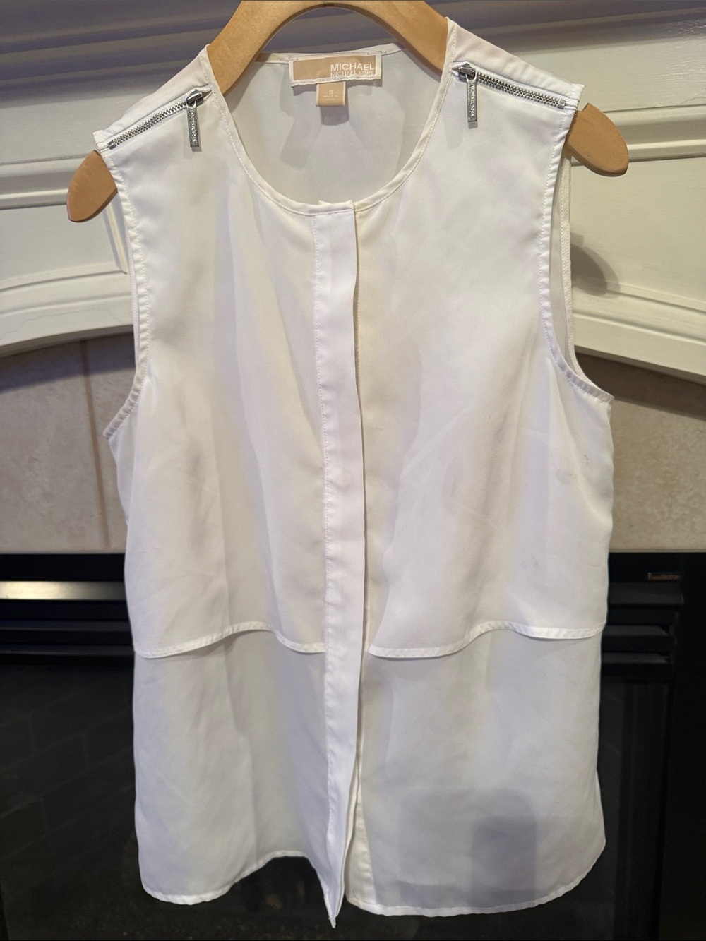 Michael Kors White Sleeveless Zip-Detail Shell Top